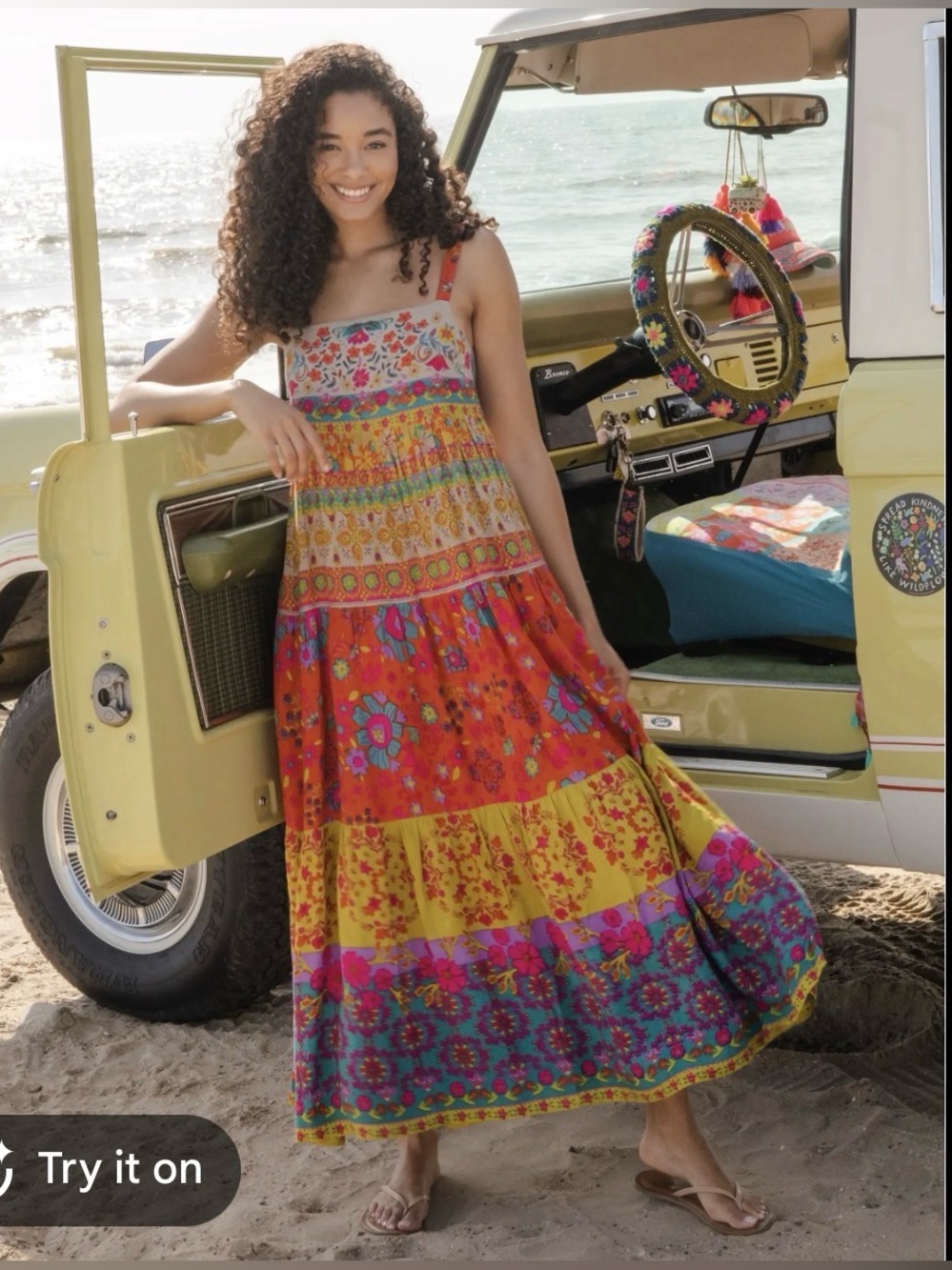 Natural Life Patricia Maxi Dress Red Mustard Border Medium EUC